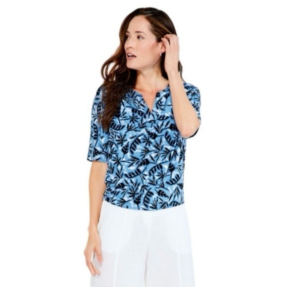 NIC+ZOE Tops - NIC+ZOE Coastal‎ Vines Knit Top Blue Multi Size Small